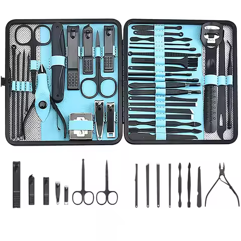36 PCs New Professional Manicure Set Pedicure Grooming Kit Includes Scissors, Nail Files, and Travel