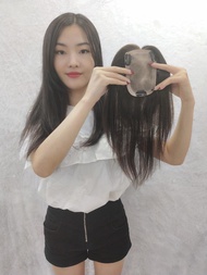 Cala wigs วิกผม ผมแท้100% แผ่นปิดผมบางผมแท้ทอมือกว้าง 9x14 ยาว35Cm ราคา3900บาท