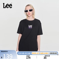 Lee24春夏新品舒适版型撞色字母印花圆领男短袖T恤潮LUT0055314LE 黑色（尺码偏大，拍小一码） XL