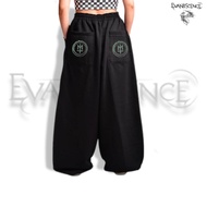 Men's and Women's Baggy pants Fleece Balloon Long pants Balloon Gombrong Motif MTL Black pants Distr