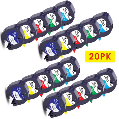 5/10/20PK 91201 12267 91200 LT Tape Compatible Dymo Letratag Label Tape 12mm Dymo Label for Dymo Lab