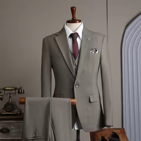 2024 Checkered Suit Men's Suit Groom's Wedding Dress Groomsman Group High-end Suit Male Host Men's W
