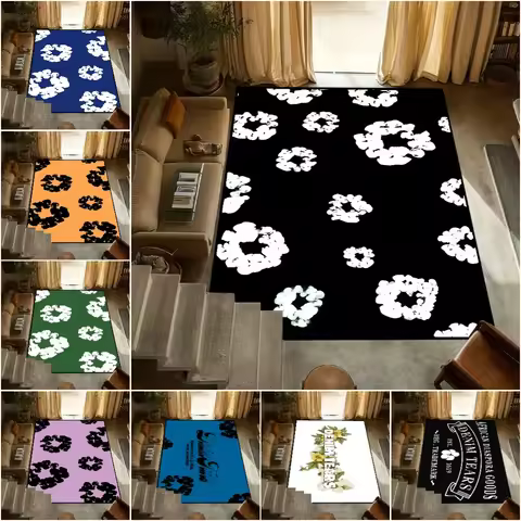 D-Denim Tears Inspired Carpet for Living Room Teenager Room Decor Bedside Sofa Soft Area Rug Coffee 