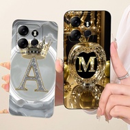 For Tecno Spark Go 2023 Casing BF7n Luxury Initial Letters Soft Silicone Couple Phone Case For Tecno