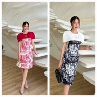 924 Red 2xl [Normal] Marble Pattern Short Dress Ticha Label