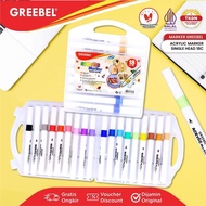Greebel Acrylic Marker Single Head 18 Colors Acrylic Marker Set | GMAS-18C @ 1Set
