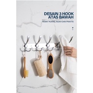 GANTUNGAN MJ88 Stainless Steel Clothes Hanger Hook 2 Branches 5 Hooks / Wall Mounted Clothes Hanger 