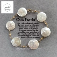10k GOLD FILLED COIN PEARL BRACELET