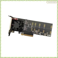 [J X Q K] Supports M. 2 SSD with Fan PLX8747 4-Bay NVMe PCIe 3.0 X8 Expansion Card Plug Play Full-He
