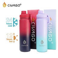 CIVAGO（18oz/22oz/32oz/40oz) Tumbler Wide Mouth with Cap Lid Vacuum Insulated Tumbler Hot And Cold Dr