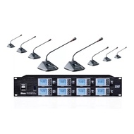 8 Channel Professional Conference Desktop UHF Wireless Microphone System 8 Mics