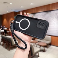 Soft Case For Motorola Moto G35 G55 G85 G45 G54 G64 G84 Back Cover Wristband Lanyard Magnetic Suctio