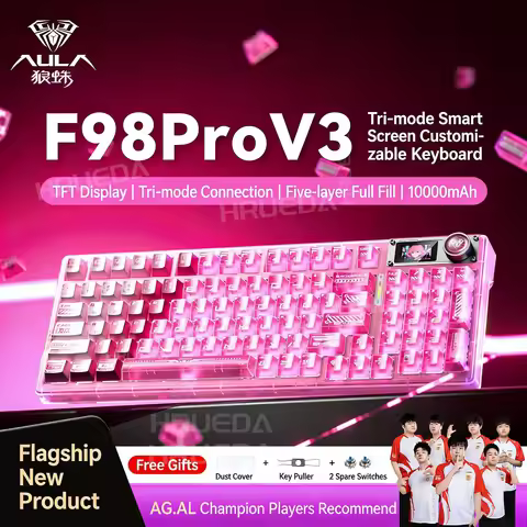 AULA F98 Pro V3 Wireless Mechanical Keyboard 98% Compact HotSwappable Tri-Mode TFT Screen Knob RGB G