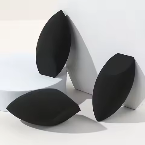 3pcs Premium Latex-Free Beauty Sponge for Flawless Makeup Application - Black Egg Shaped Blender for
