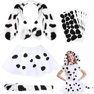 Cute Dalmatian Ears Headband Tutu Skirt and Bow Tie Tail Set Halloween Party Cosplay Accessories