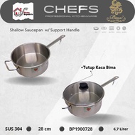 Bima Chefs 6.7 Liter Shallow Saucepan 28CM Sus304 With Support Handle BP1900728