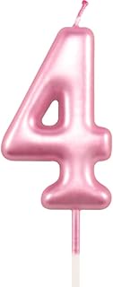 4th Birthday Candle Four Years Pink Happy Birthday Number 4 Candles for Cake Topper Decoration for P