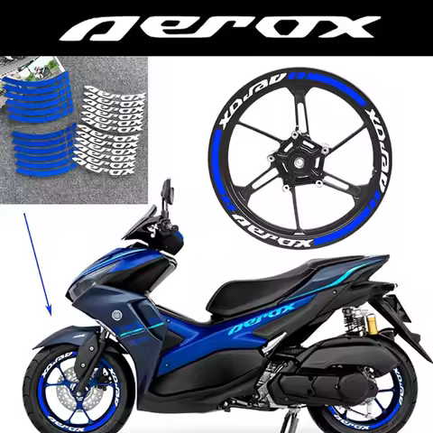 For Yamaha Aerox V1 V2 155 14'' inches Motorcycle Reflective Wheel Hub Stickers Motor Bike Accessori