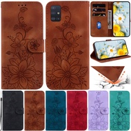 Luxury Casing For Samsung Galaxy A51 A71 A11 M11 A31 A51 5G A71 5G M33 M53 5G Matte Flowers Wallet Card Slot Soft Leather Flip Skin Protect Stand Cover Case