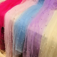 1pcs Table Runner Wedding Veil Multi-Color Dessert Tablecloth Chiffon Mesh Pearl Lace Bohemian Style