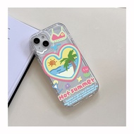 Goodcase🔥Ready Stock🔥Sunshine Beach Coconut Tree Soft Tpu 3D Wavy Curved Luxury Ins Dazzle Laser  Phone case for iPhone 14 13 12 11 Pro Max X XR XS 7 8 Plus 12 13 Pro Max 15PRO MAXเคสนิ่มถุงลมกันกระ ปลอกซิลิโคนหรู เลเซอร์สะท้อนแสงเคสใส TPU เคสนิ่ม