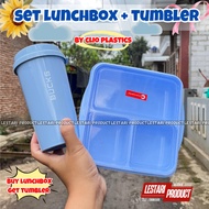 1 SET CLIO LUNCHBOX 3 SET + BUCKS TUMBLER | 3-Section Plastic LUNCHBOX | PLASTIC TUMBLER | Drinking 