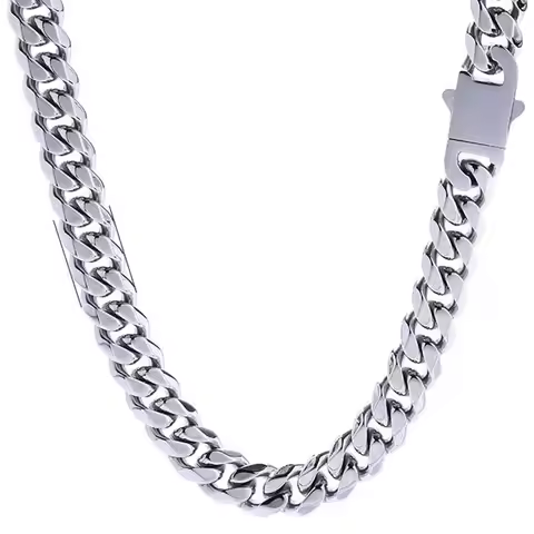 Chain Men's Stainless Steel Cuban Link Chain Necklace Minimalist Hip Hop Silver Chain Necklace