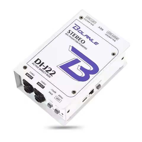Bolanle J22 Active Stereo DI Box 48V Phantom Power/5V USB/9V Battery for Guitar Bass Keyboard Stage 