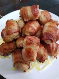 IPOH FOOD - SAUSAGES WRAPPED WITH PORK BACON 10pcs 330-360gm+- (non halal ) - MIN ORDER UNTIL SHIPPI