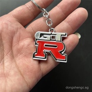 New Zinc Alloy Grill Key Chain Keychain Metal Chrome Ring For Nissan GTR
