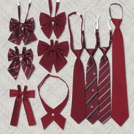 红色条纹格子懒人免打日系学院风jk领带女毕业照学士服领结蝴蝶结 qdrhszgjmy.myle College Style JK Tie Women's Graduation Photosuit Bo