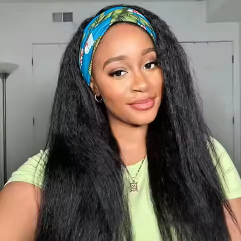 Kinky Straight Headband Wigs Human Hair Pull & Go 250 Density Half Wigs Wear And Go Yaki Headband Gl