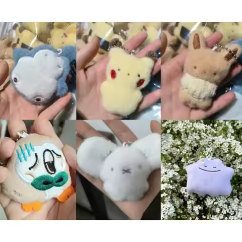 New Eevee Snorlax Ditto Keychain Kawaii Cartoon Schoolbag Ornament Portable Anti-loss Keychain Hallo