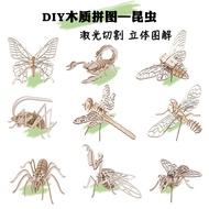 Insect Animal Wooden3D Puzzle Bee Cricket Mantis Spider Elementary School Handicraft DIY Model Child