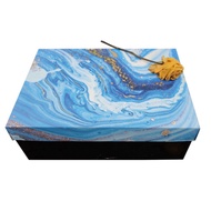 Folding gift bag or box with green marble pattern, size 30,5x22x10cm - Model Q754