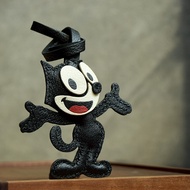 Handcrafted Felix the Cat Leather Bag Charm - Felix the Cat Leather Keychain & Cute Cat Keychain
