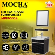 SYK MOCHA MBF65059 6 In 1 Bathroom Furniture Set Toilet Sink Mirror Cabinet Shelf Kabinet Cermin Tan
