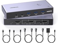 UGREEN 8K@60Hz KVM Switch HDMI USB 3.0 with 3 USB + 1 Type-C Ports Switch 2 Ports for 2 Computers Sh
