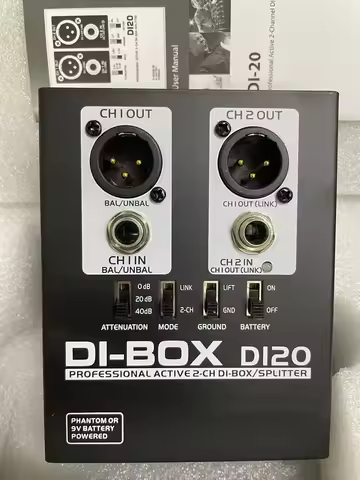 Active Direct box 2 Channels DI BOX with Split Modes Servos Balanced for Studio Recording Passive Di