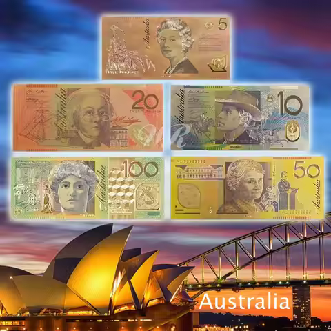 Australian Dollar 5,10,20,50,100 Fake Money Gold Banknote Paper Money Bill Bank Note for Original Gi