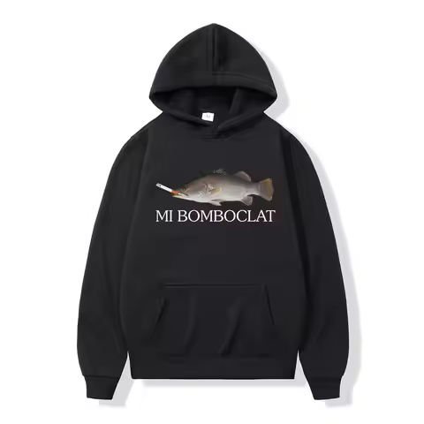 Funny Bomboclat Fish Smoking Meme Hoodies Men Women Clothing Pullovers Fashion Hip Hop Oversized Hoo