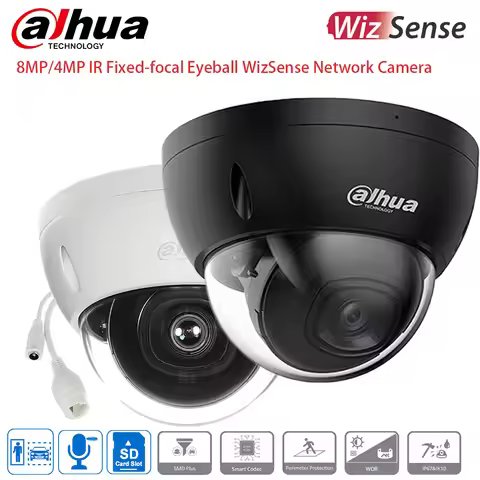 Dahua brand Dome IR IP Camera 8MP 4MP WizSense Perimeter Protection SMD Plus IP67 IK10 Black White