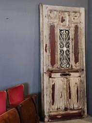 19世紀 法國 手工玻璃鐵件 刷色 實木 可開窗 老門 門片 門板 古董門 ss0759【卡卡頌  歐洲古董】