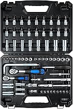 Mr.wintek 69-piece socket spanner set with 1/4 inch and 3/8 inch drive, metric nut set (4-21 mm) + b
