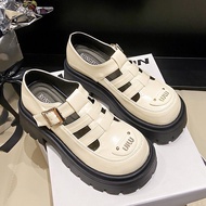 Y2K Gothic Hollow Roman Shoes Single Boots Thick Sole 5cm Baotou Slippers