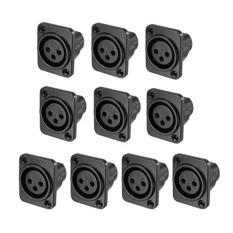 10Pcs/Set 3Pin XLR Female Jack Panel Mount Microphone Connector Adapter Converter Female 3 Core XLR 