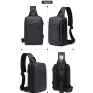 Bange Men Korean Fashion Chest Packbag Anti-thief Sling Bags Waterproof Shoulder Bag USB Charging Cro