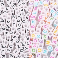 Single diy Letter White Background Beads Acrylic Letter Beads Beads 6X6mm26 Black Color Flat Round L