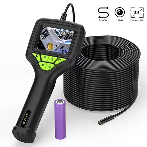 2.8'' Hand-held Industrial Endoscope 8mm 1080P Camera 2-100 Meters Rigid Cable IP67 Borescope Inspec