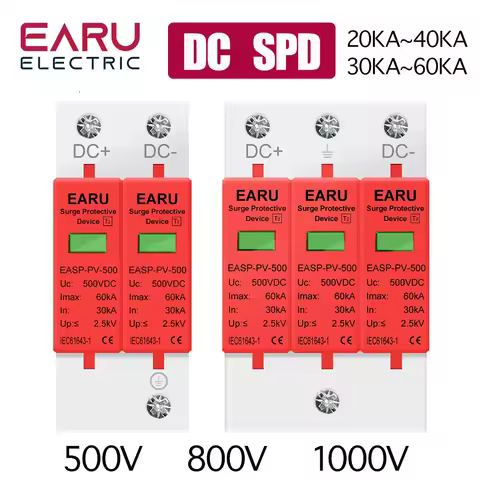 SPD 2P 3P DC 500V 800V 1000V 20KA~40KA 30KA~60KA House Lightning Surge Protector Protective Low-volt